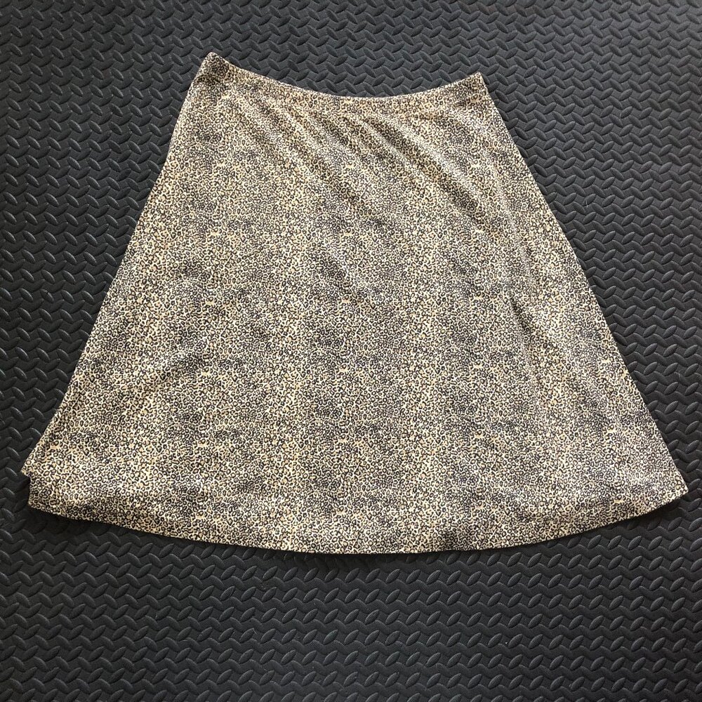 90s SILVER THREADS LEOPARD PRINT POLYESTER COTTON BLEND CIRCLE SKIRT SIZE LARGE